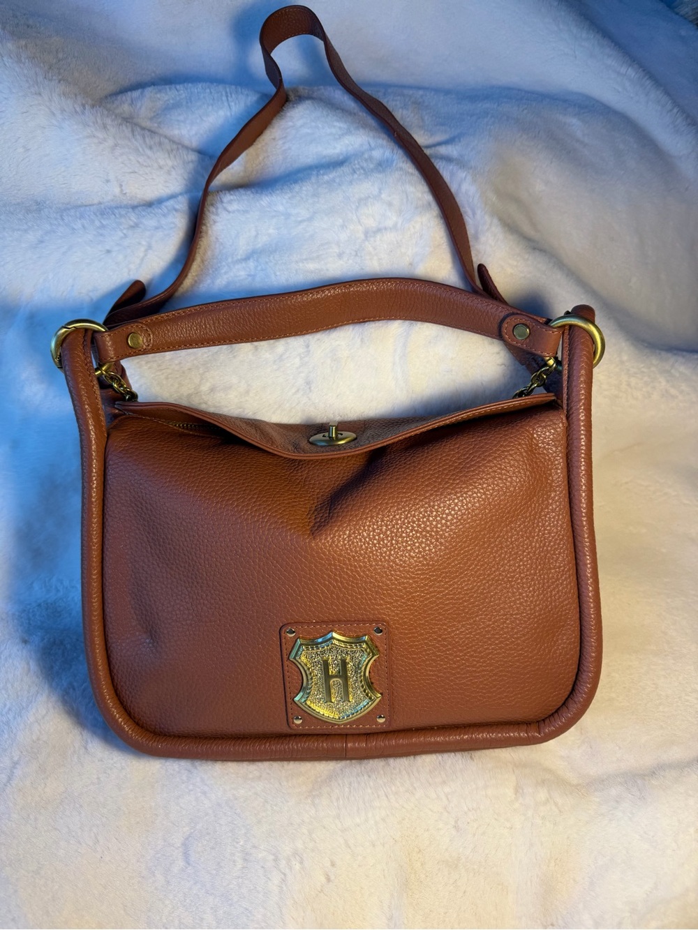 J. W. Hulme Co. Cognac  Leather Shoulder Bag with Gold Accents NWOT